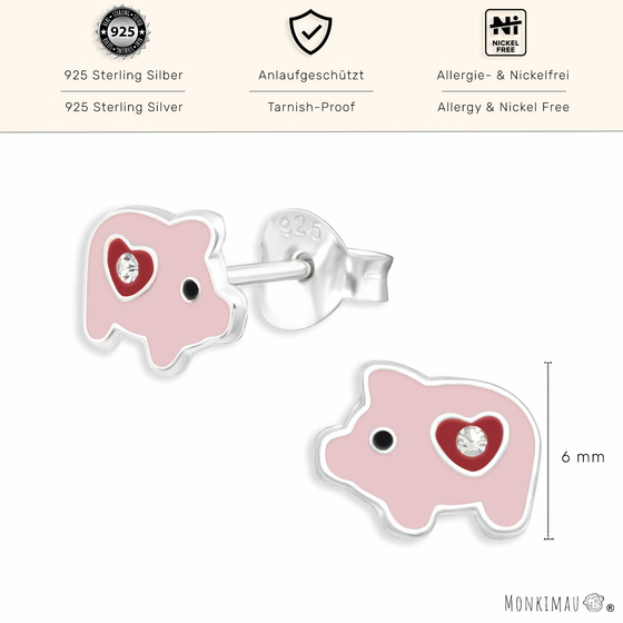 Schwein Ohrringe aus 925 Silber