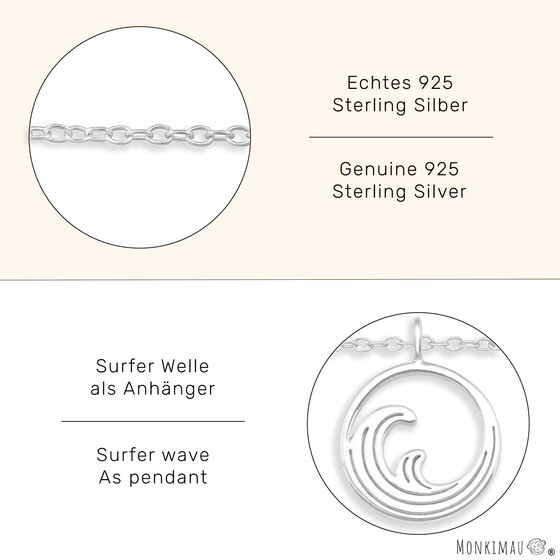 Fukettchen mit Sufer Welle aus 925 Silber