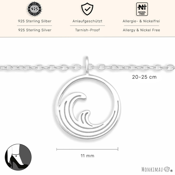 Fukettchen mit Sufer Welle aus 925 Silber