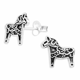 Auf dem Bild zu sehen sind Pferde Ohrringe aus 925 Silber