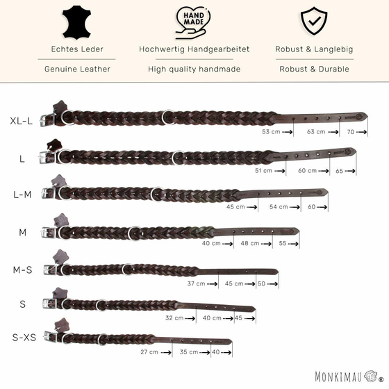 Hundehalsband aus Leder braun geflochten