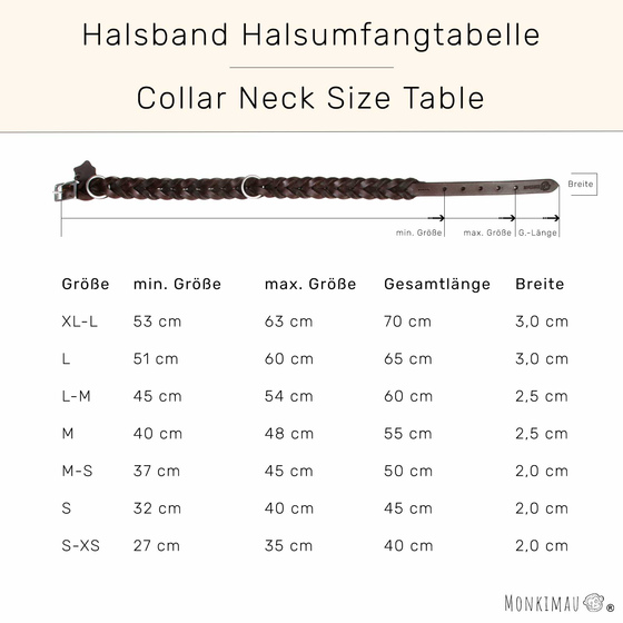 Hundehalsband aus Leder braun geflochten