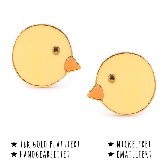 Das Bild mit Beschreibung zeigt Damen Ohrringe Kken Kopf Ohrstecker aus Messing Gold plattiert handbemalt