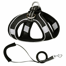 Geschirr fr Hund und Katze mit Leine - XS in schwarz