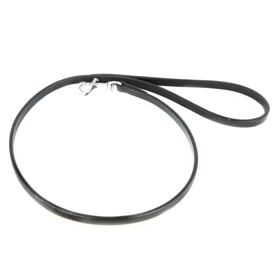 Auf dem Bild zu sehen ist eine Kurzfhrer Hundeleine aus echt Leder in der Farbe schwarz 1m lang