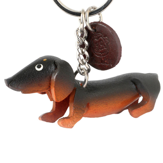 Auf dem Bild zu sehen ist ein Dachshund aus Leder als Schlsselanhnger Figur