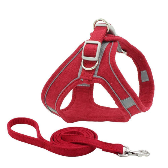 Geschirr f�r Hund und Katze mit Leine - XS in rot