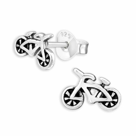 Entzückende Kinder Silber Ohrstecker Fahrrad ? Echtes 925...