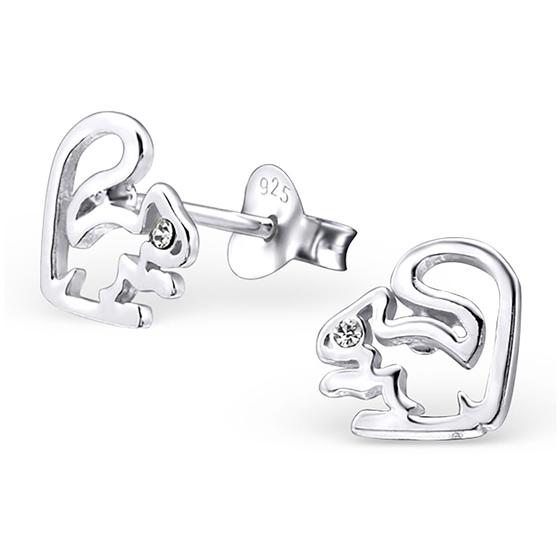 Auf dem Bild zu sehen sind Kinder Ohrringe Eichh�rnchen Ohrstecker aus 925 Sterling Silver echt Silber mit Kristallen
