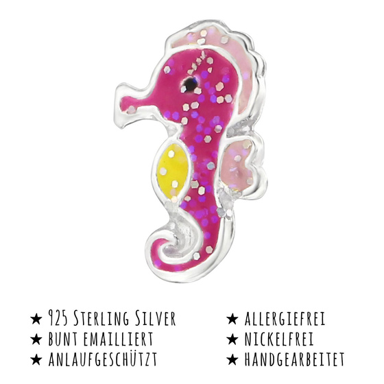 Das Bild mit Beschreibung zeigt Kinder Ohrringe Seepferdchen Ohrstecker aus 925 Sterling Silver echt Silber
