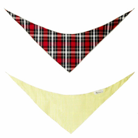 Hundehalstuch rot gelb kariert 2 Muster