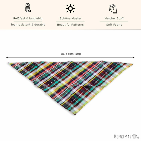 Hundehalstuch rot blau gelb kariert