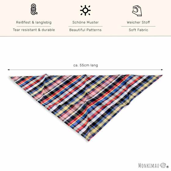 Hundehalstuch rot blau gelb kariert