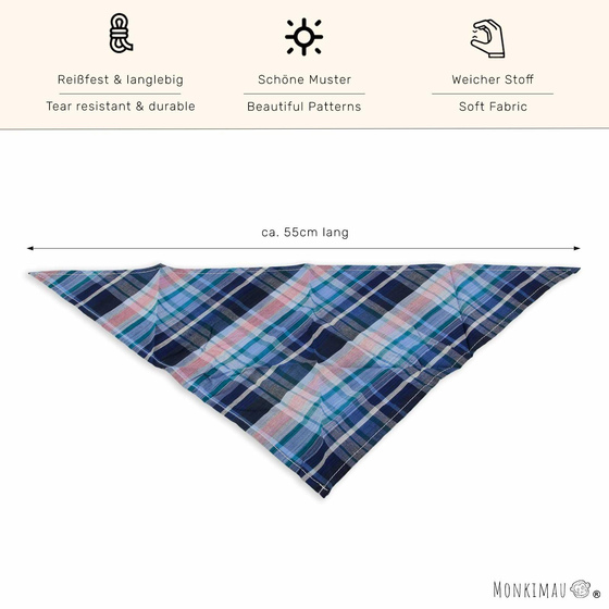 Hundehalstuch blau schwarz kariert