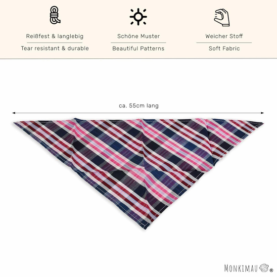 Hundehalstuch pink schwarz kariert