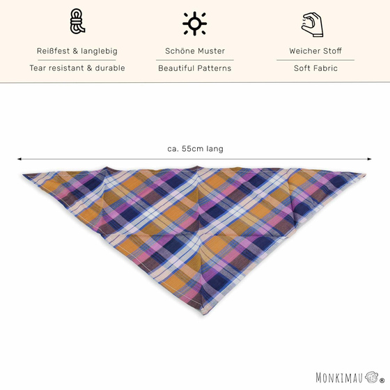 Hundehalstuch lila orange kariert
