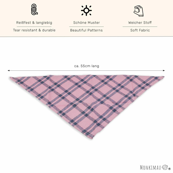 Hundehalstuch rosa blau kariert