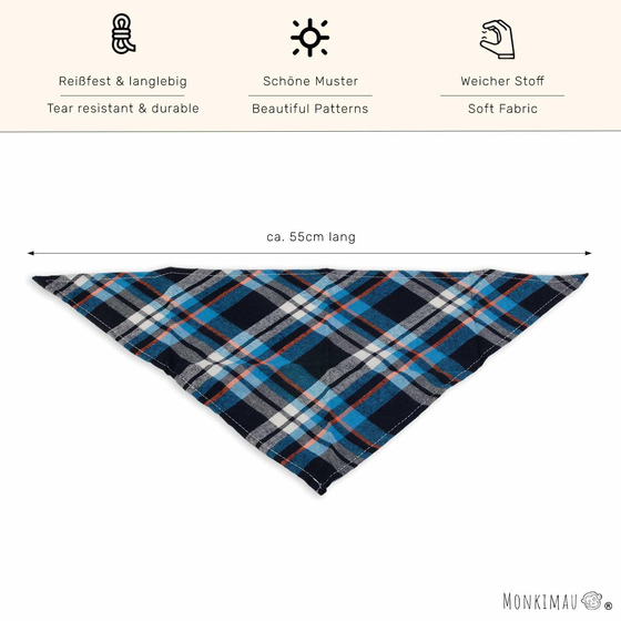 Hundehalstuch wei� schwarz blau kariert
