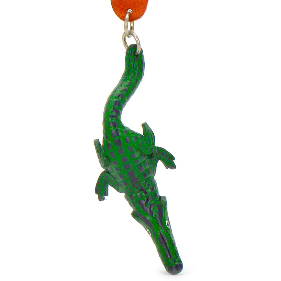 Auf dem Bild zu sehen ist ein Aligator aus Leder als Schlsselanhnger Figur
