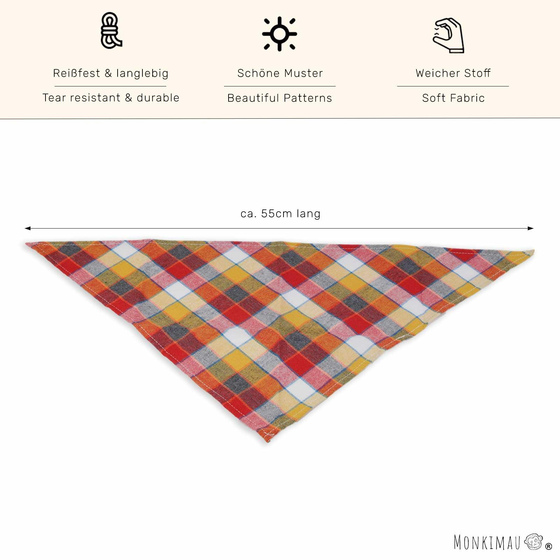 Hundehalstuch rot orange wei kariert