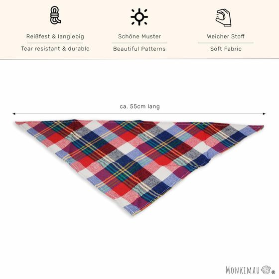 Hundehalstuch wei schwarz rot kariert