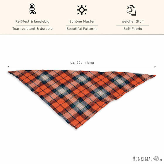Hundehalstuch orange wei schwarz kariert