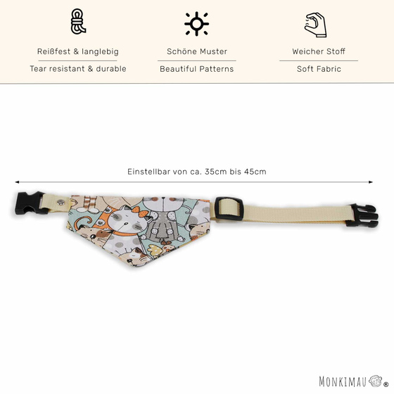 Halsband mit Hundehalstuch mit Katzen