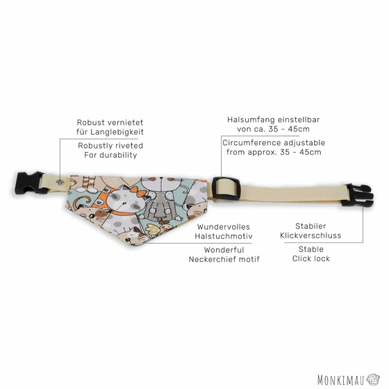 Halsband mit Hundehalstuch mit Katzen