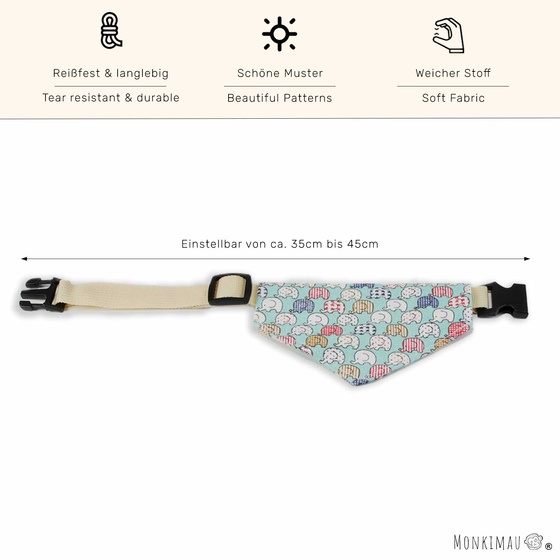 Halsband mit Hundehalstuch mit Elefanten