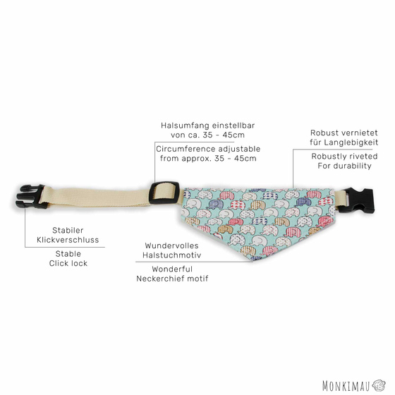 Halsband mit Hundehalstuch mit Elefanten