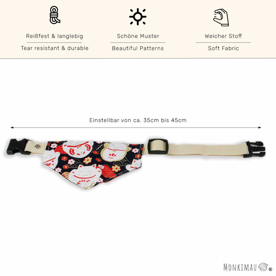 Halsband mit Hundehalstuch mit Glckskatzen
