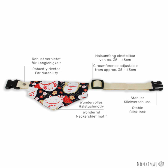 Halsband mit Hundehalstuch mit Glckskatzen
