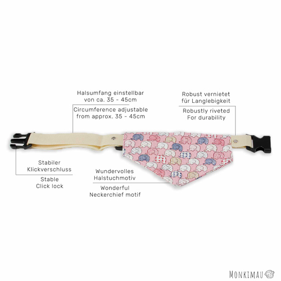 Halsband mit Hundehalstuch mit Elefanten-Motiv