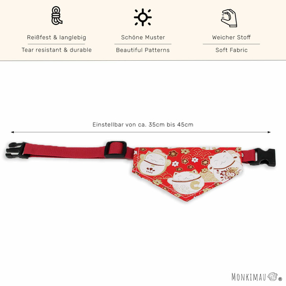 Halsband mit Hundehalstuch mit Roten Glckskatzen
