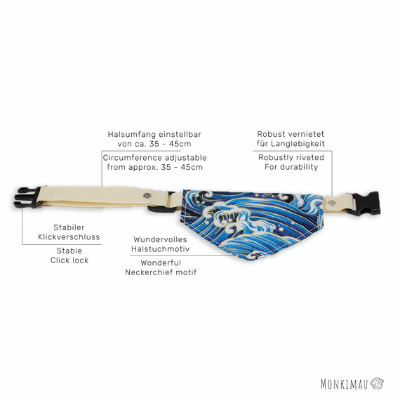 Halsband mit Hundehalstuch mit Wellen Motiv