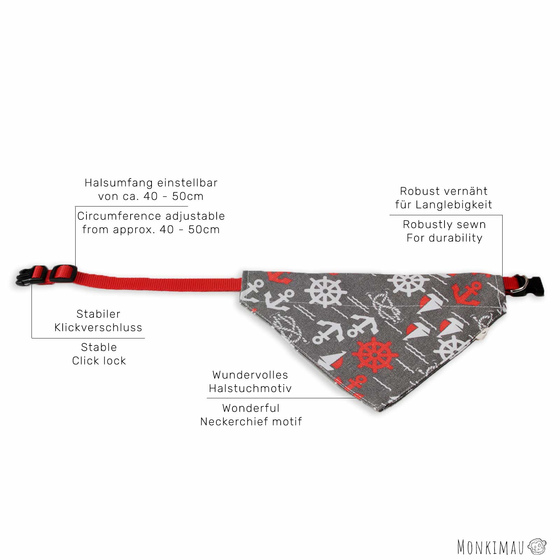 Halsband mit Hundehalstuch mit Anker
