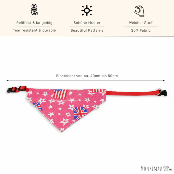 Halsband mit Hundehalstuch USA und England Flagge