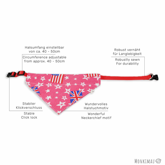 Halsband mit Hundehalstuch USA und England Flagge