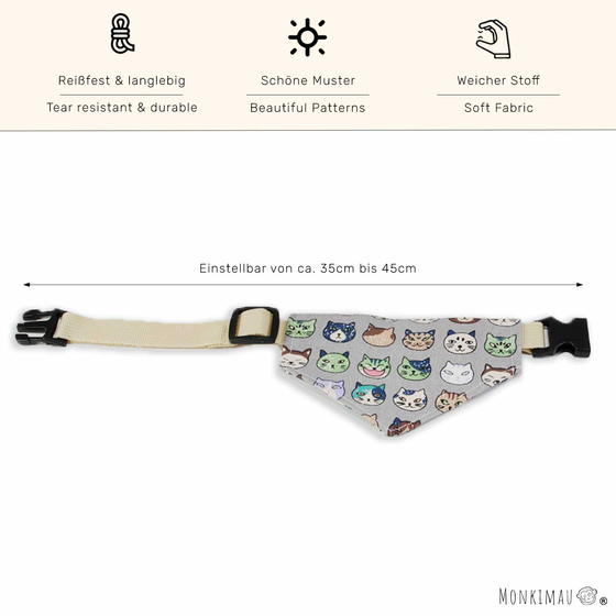 Halsband mit Hundehalstuch mit Katzen