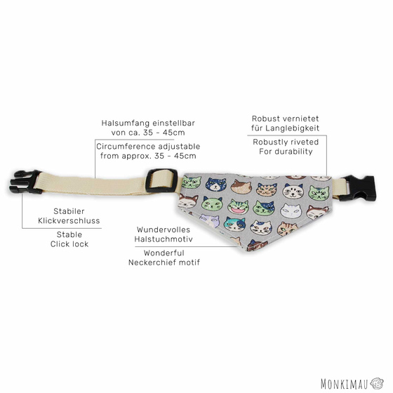 Halsband mit Hundehalstuch mit Katzen