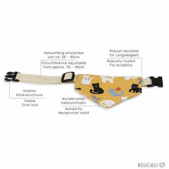 Halsband mit Hundehalstuch ses Katzen Design