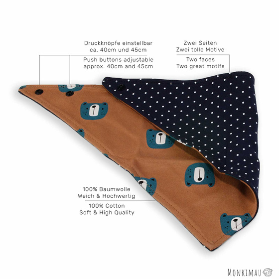 Hundehalstuch mit 2 Seiten Bren und Punkte