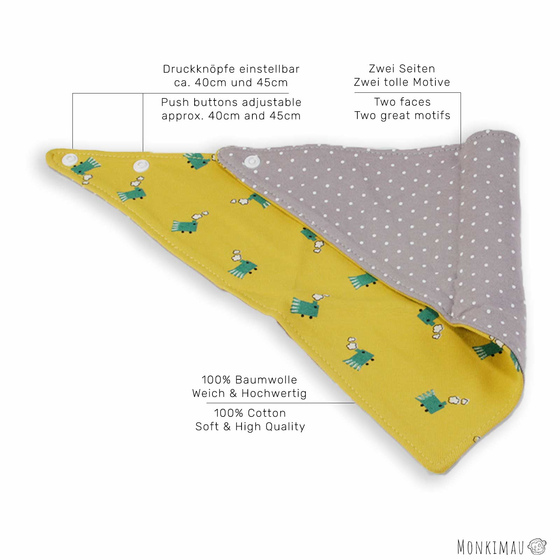 Hundehalstuch mit 2 Seiten Dampflok und Punkte