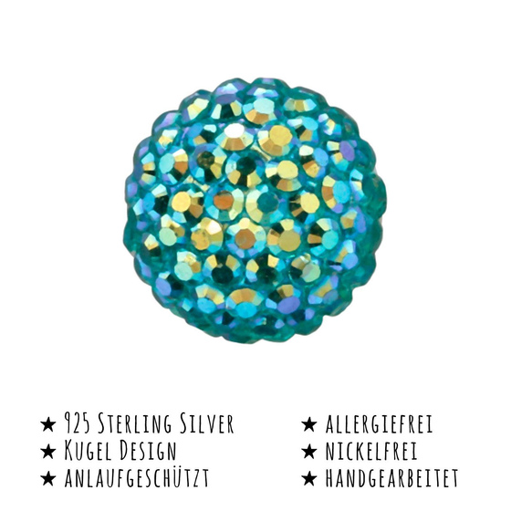 Das Bild mit Beschreibung zeigt Kinder Ohrringe Kugel Ohrstecker aus 925 Sterling Silver echt Silber mit Struktur