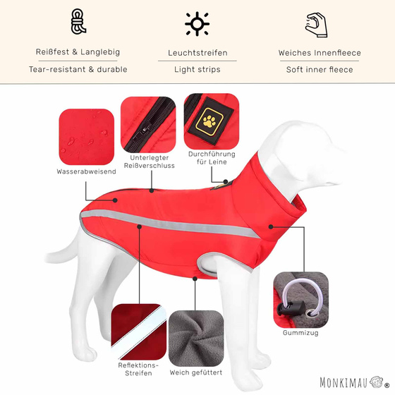 Hundejacke - XL in rot