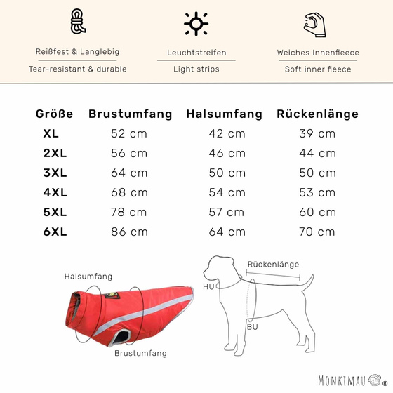 Hundejacke - XL in rot