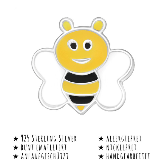 Das Bild mit Beschreibung zeigt Kinder Ohrringe Biene Ohrstecker aus 925 Sterling Silver echt Silber