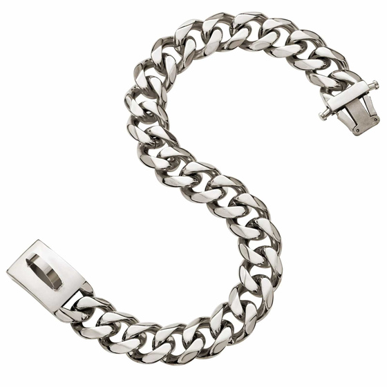 Hundehalsband aus Edelstahl Hundekette Silber plattiert 19mm breit - L-M - 20inch/51cm