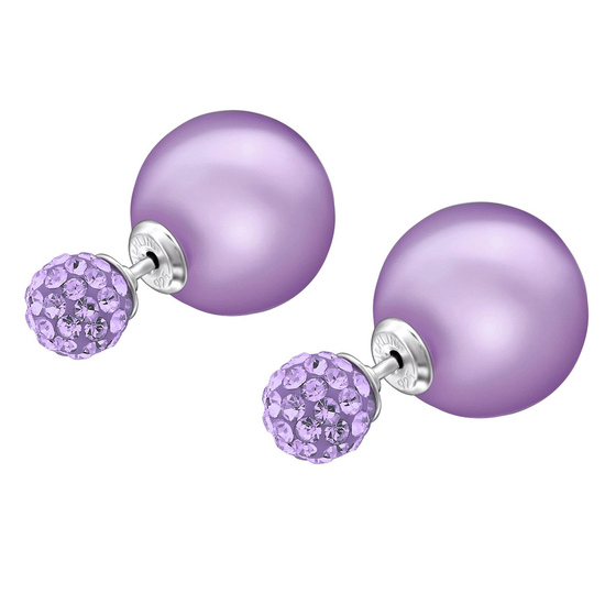 Auf dem Bild zu sehen sind Kinder Ohrringe Doppel Ohrstecker aus 925 Sterling Silver echt Silber mit Kristallen Synthetischer Perle