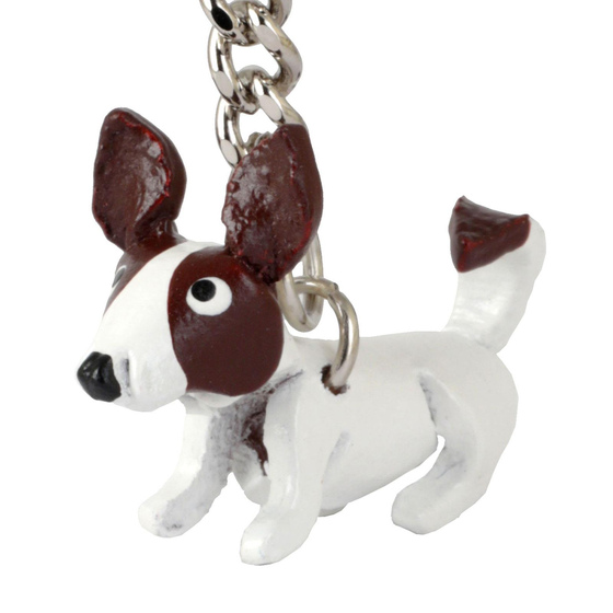 Auf dem Bild zu sehen ist ein ser Jack Russell Terrier aus Leder als Schlsselanhnger Figur